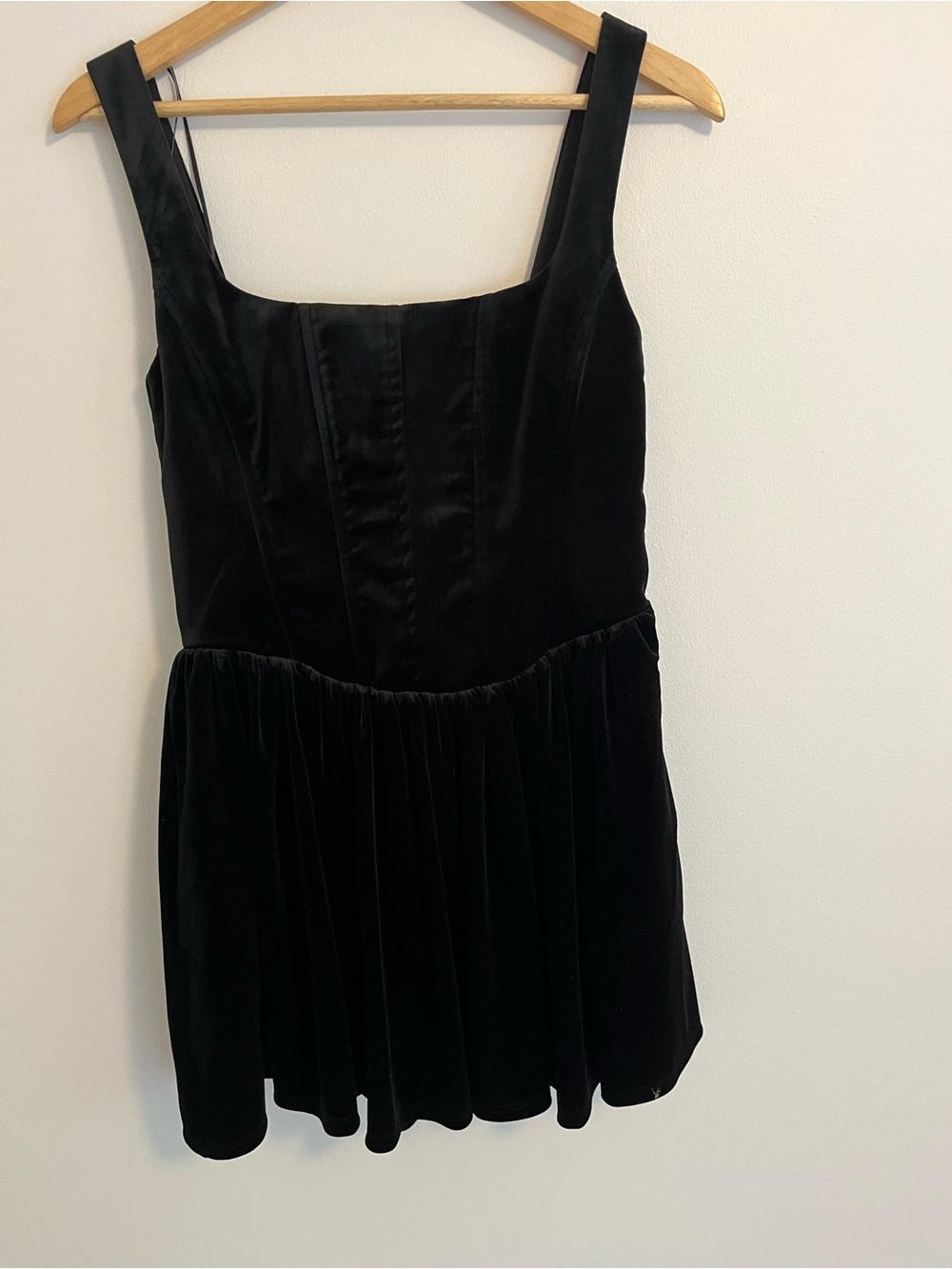 Zara Black Velvet Square-Neck Mini Dress